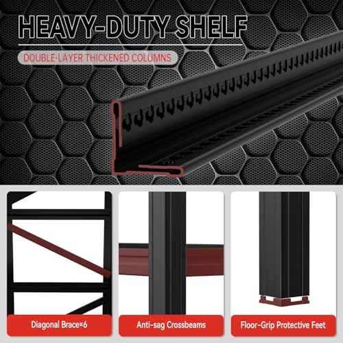 4-Tier Heavy Duty Garage Shelving, 5,000 lbs Capacity Adjustable Metal Storage Shelving Unit for Garage, Basement, Warehouse and Workshop, 71" W x 24" D x 71" H - size: 4T 71"W x 24"D x 71"H