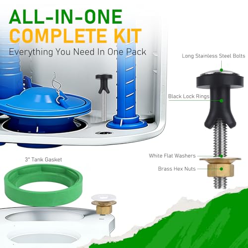 Jamini 3” Toilet Tank to Bowl Coupling Kit, Compatible with American Standard Champion 4 AS738756-0070A. Includes 3” gasket, 304 stainless steel bolts, brass nuts & washers - style: American Standard Gasket Kit