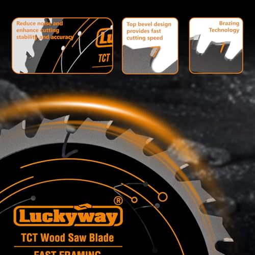 Luckyway 5 1/2 Inch Circular Saw Blade (10mm Arbor), with Tungsten Carbide Tip Teeth 24T Framing & 48T Fine Finish for Cutting Wood Plywood MDF Plastic Veneer Lumber Laminate