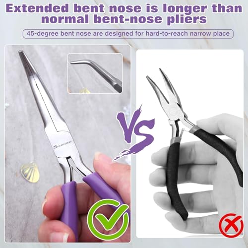 SPEEDWOX 45° Bent Needle Nose Pliers With Smooth Jaw for Jewelry & Fishing - style: Bent Needle Nose Pliers with Smooth Jaw