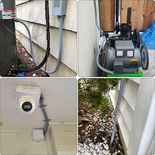 3/4inch 100ft Liquid-Tight Conduit and Connector Kit,Flexible Non Metallic Liquid Tight Electrical Conduit Kit with 5* Straight and 3 * 90-Degree Connector Fittings,3/4 in. Dia - size: 3/4inch 100ft