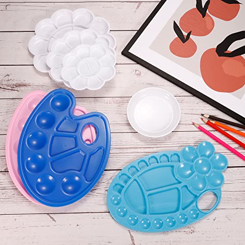 PATIKIL 10 Wells Acrylic Paint Palette, 3 Pack Painting Pallet Holder Oval with Thumb Hole Art Supplies for Painting Drawing, Pink