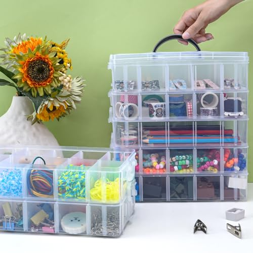 Bead Organizer 7 Tier 70 grid Stackable Craft Tackle Storage Container - size: 7-Tier