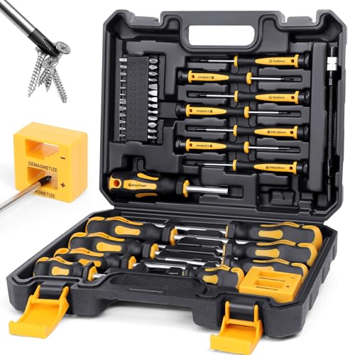 Magnetic Screwdrivers Set with Case, Amartisan 43-piece Includs Slotted, Phillips, Hex, Pozidriv,Torx and Precision Screwdriver Set, Magnetizer Demagnetizer Tools, Tools for Men - style: 43-piece Screwdrivers Set