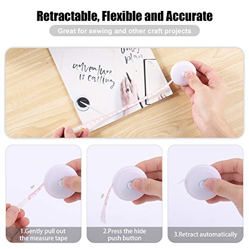 Measuring Tape Retractable, 60 Inch Soft Fabric Tape Measure for Body, Push Button Sewing Measurement Tape for Cloth Waist(3 Pack/Silver Black White) - color: Silver, Black, White