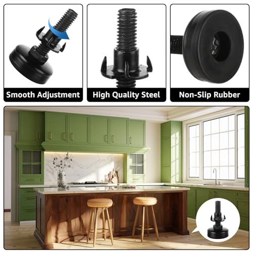 20Pack Adjustable Leveling Feet, 3/8”-16 Thread Heavy Duty Furniture Levelers, Adjustable Table Feet with T Nut Bolt for Chairs Cabinets Sofa Workbenches and Furniture Legs