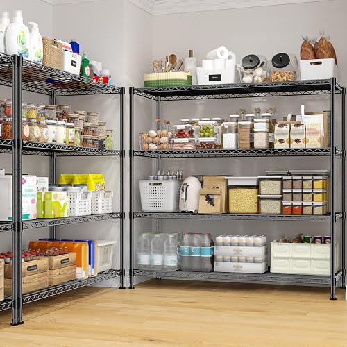 DurayLoly Extra-Wide 4-Tier 800LBS Storage Rack, Adjustable Shelves, Black - size: 45" W x 59.4" H x 13.5" D