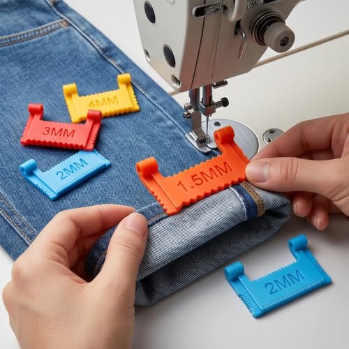 6 Pcs Edge Clip On Sewing Ruler Non-Slip Hand Sewing Stitching Guide Tool - size: 1.5mm/2mm/3mm/4mm/5mm/6mm