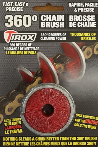 Tirox 360 Motorcycle Chain Cleaning Brush Tool - Safe to use on Non Sealed, Oring and Xring Chains - Motorcycle, ATV, Dirt Bike, and Offorad Drive Chains