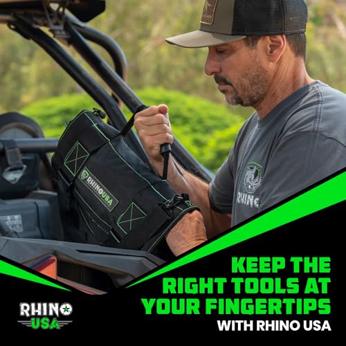 Rhino USA Tool Bag Roll - Heavy Duty Canvas Organizer for Tools - color: Green Black