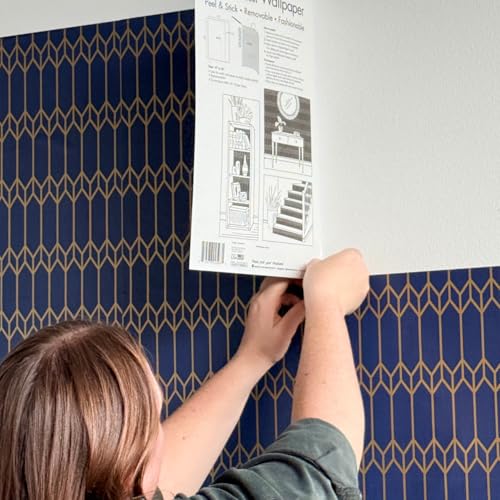 Main Street Peel and Stick Wallpaper Sheets, Indigo Diamonds, 12 Pack - style: Indigo Diamonds
