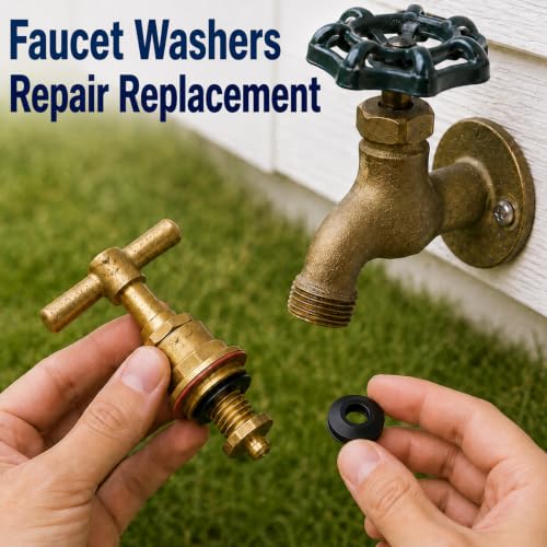 ZDBB 106 pcs Flat and Beveled Faucet Washers and Brass Bibb Screws Assortment for Use with Assorted Quick-Opening Style Faucets Stem Worn Out Washer Replacements Black - size: 106 PCS