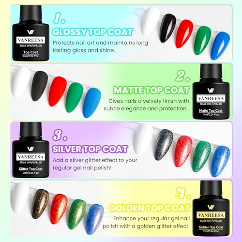 VANREESA Gel Nail Polish Kit with U V Light 53 Pcs Gel Polish Nail Set 36 Popular Colors Nail Polish Set with Base and 4 Effects Top Coat with Manicure Tools Complete Nail Kit Gifts for Women Girls - color: Fall Reverie