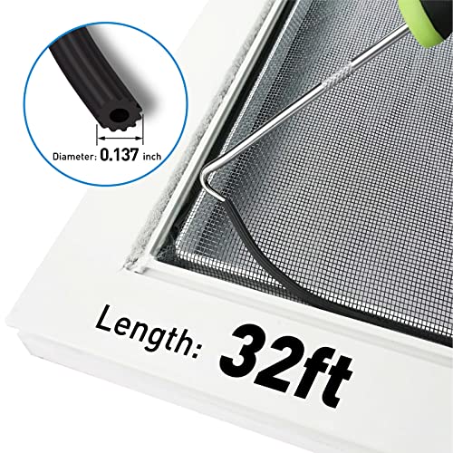 Window Screen Replacement Kit Durable 59" x 106" Polyester Mesh with Tool - color: Black, size: 59" x 106"