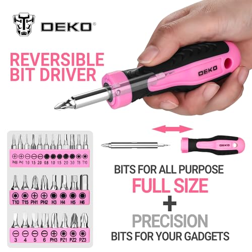 DEKOPRO Tool Set for Women: Pink Tool Set for Home Repair, Womens Tool Kit for All Purpose 42 Piece