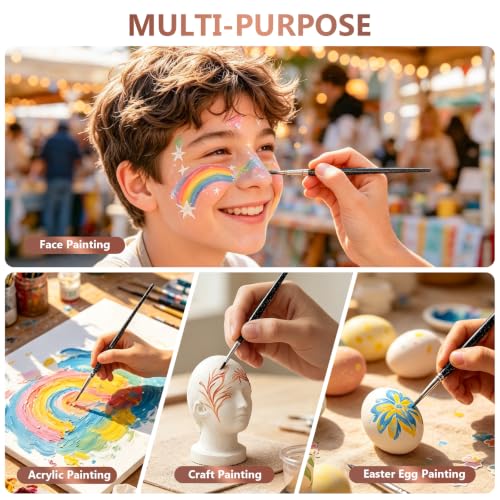 Depvision Face Paint Brushes Set 12 Pcs Face Painting Brushes and Sponges Set Professional Paint Brushes for Body Art Painting Acrylic Oil Watercolor Artist Paintbrush for Halloween Cosplay with Case