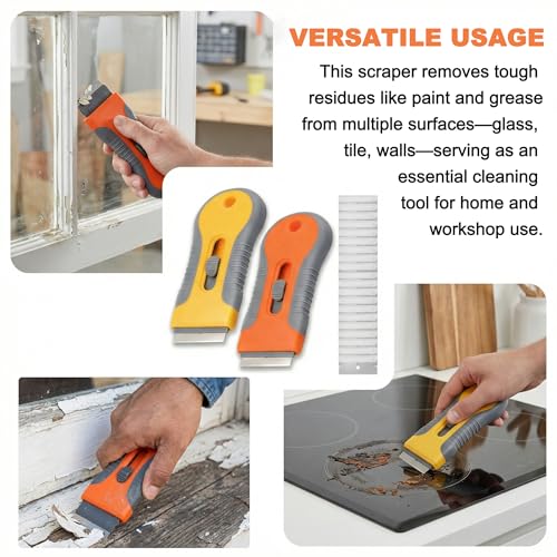 Razor Blade Scraper 2 Pack with 20 Replacement Blades,Glass Scraper Tool