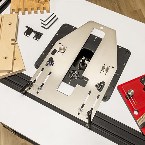 JessEm 06300 Box Joint & Finger Joint Jig for Router Tables, 3 Key Sizes | 1/4", 3/8" and 1/2" aluminum indexing keys with bearing-glide sled