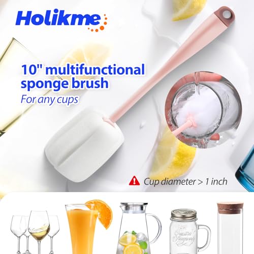 Holikme Bottle Brush Tube Cleaning Lab Set with Long Handle,Pink - color: Pink