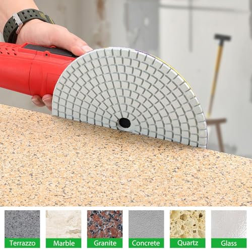 8PCS Diamond Polishing Pads 7 Inch, Wet/Dry Concrete Polish Tools Kit for Drill, Grinder, Polisher, 50-3000 Grit Polishing Set for Marble Granite Quartz Stone - size: 7 Inch 50-3000 Grit
