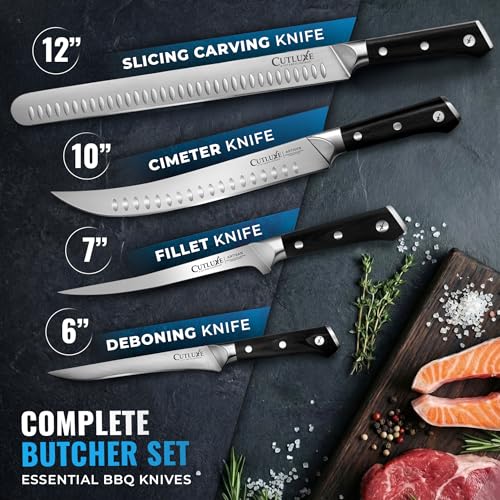Cutluxe Butcher Knife Set, Brisket, Breaking, Boning & Fillet for Meat - size: 4 Pcs Brisket Knife Set