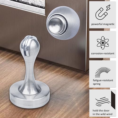 Solid Mental Magnetic Door Stop, Wall Mounted, Silver - color: 1 PCS silver