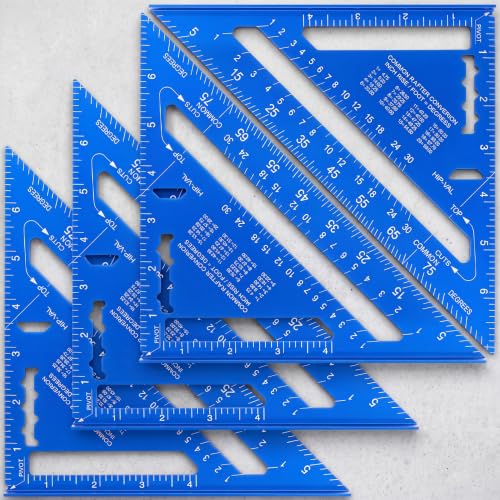 4 Pcs Aluminum Rafter Square Set Alloy Metal Carpenter Triangle Ruler Measuring Layout Tool for Woodworking Carpentry DIY Projects Imperial (7 Inch) - size: 7 Inch