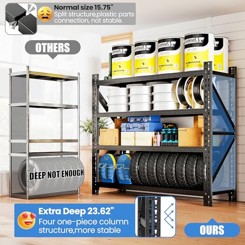 Heavy Duty Metal Shelving Units, Garage Shelves & Storage System - size: 67"W x 24"D x 63"H