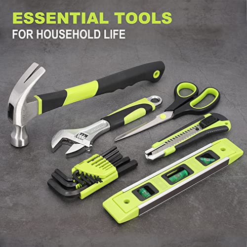 FASTPRO Home Tool Set with Drill, Household Repairing Tool Kit, Green - color: Green