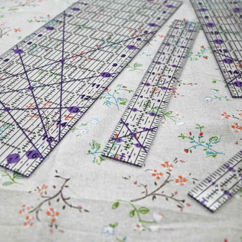 Quilting Rulers Sewing Ruler,Acrylic Quilting Ruler Templates,Precision Cutting Tools for Patchwork Fabric,Sewing Supplies Purple(6"X17",3"X16",1.5"X12",1"X11") - color: Purple