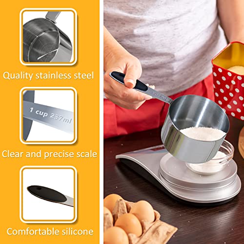 2PCS 1cup(237ml) Measuring Cup, Stainless Steel Measure Scoop - size: 1cup