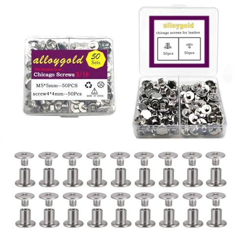 50 Sets M5*5 304 Stainless Steel Chicago Screw Kit Leather Rivets Screw Rivets Chicago Screw Buttons DIY Leather Trim - color: 304 stainless steel, size: M5*5mm