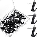 Hotop 30 Pcs Push Pin Hooks 20 Lbs Picture Hanger, Black - color: Black