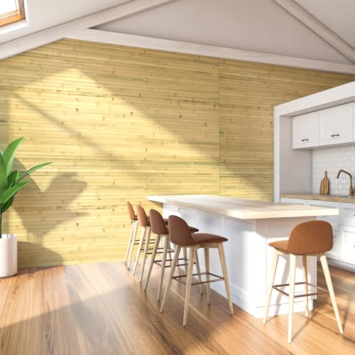 Art3d 48 x 96 in Pole Wrap Natural Bamboo Wall Panel, 1-Pack, Natural - color: Natural, size: 1-48 inches x 96 inches