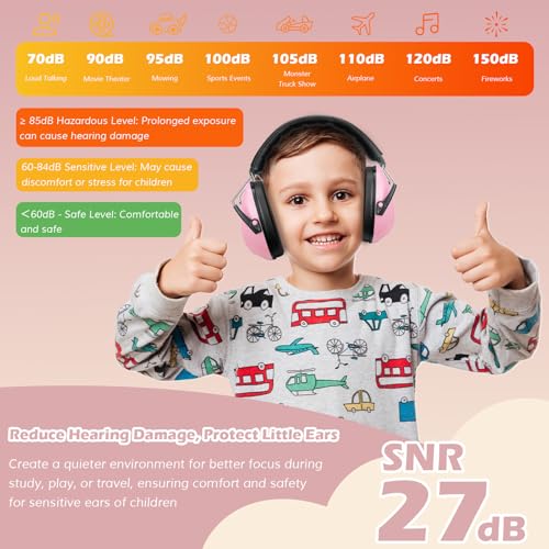 ProCase Noise Cancelling Headphones for Kids/Toddlers SNR 27dB Ear Muffs - color: Lightpink