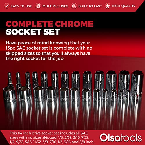 Olsa Tools 1/4-Inch Drive SAE Deep Socket Set - 13pc - color: Sae Deep, size: 13pc, 1/4-Inch Drive