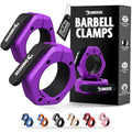 DMoose Fitness Barbell Clips 2 Inch (Pair) - Quick Release Olympic Barbell Clamps & Collars with Anti Slip TPR Grip for Secure Weightlifting and Powerlifting - Weight Clips for Bars at Home or Gym - color: Purple, style: Magnetic