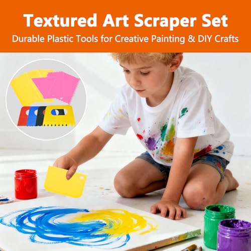 10Pcs Textured Art Supplies Comb Scraper Tool Kit Plastic Smoother and Scrappers for Decorating Designs Ruffle Spacing Tools Scrapers for DIY Graffiti Oil Painting Creative Texture Work
