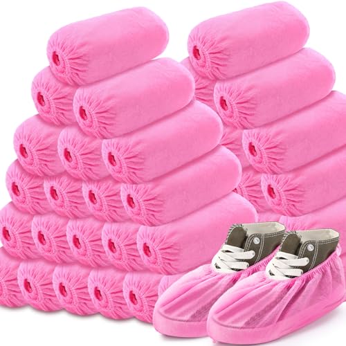 Vabean 1000 Pcs Disposable Shoe Covers Non Slip Dust Proof Boot Cover, Pink - color: Pink
