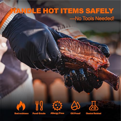 ANBOSON BBQ Gloves Disposable, Heat Resistant Grilling Gloves for Cooking - size: Large, style: 6mil Nitrile