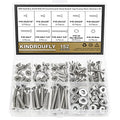 152 Pieces #10-24 x 5/16", 3/8", 1/2", 5/8", 3/4", 1", 1-1/4", 1-1/2", Countersunk Head Socket Cap Screws Nuts Washers Assortment Kit, 304 Stainless Steel, Fully Machine Thread - size: #10-24, style: Countersunk Head