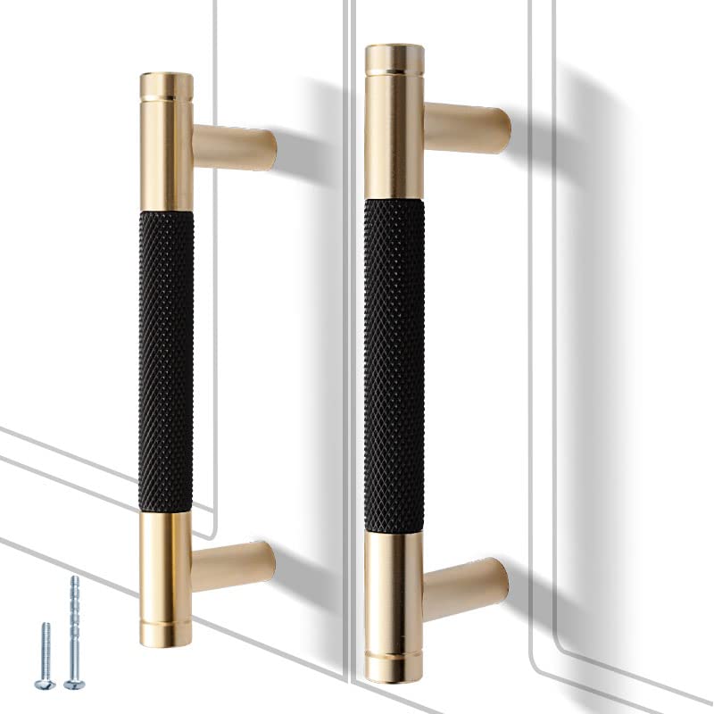 12 Pack 3 3/4 Inch 96 mm Knurled Cabinet Handles Cabinet Pulls Aluminum Handles Pulls Gold and Black Oxidation Finish with Diamond Pattern 5" Length (3.75" Hole Center) - color: Gold and Black, size: 3 3/4 Inch
