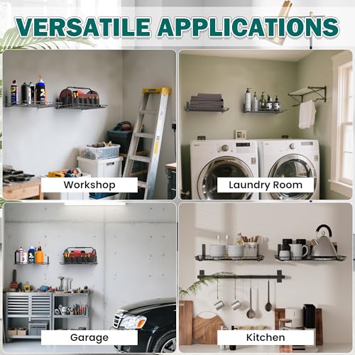 EVERHANGER Garage Wall Shelves 12x18 Inch, Wall Mounted Storage Shelf - color: Black, size: 18X 12inch