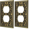 Amerelle 65DAB Filigree Wallplate, 1 Duplex, Antique Brass (Pack of 2) - size: 1 Duplex (Pack of 2)