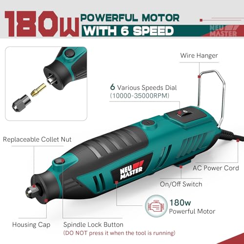NEU Master 200W Rotary Tool Kit, 10000-35000RPM Corded Rotary Tool for DIY