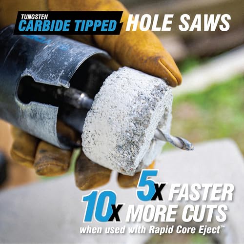 Spyder 18-Piece Tungsten Carbide Tipped Hole Saw Kit, 12 Hole Saws, 2 Arbors, 4 Pilot Bits, Rapid Core Eject - size: 18-Piece Set