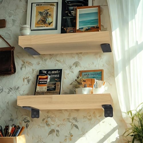 Eurydice Heavy Duty Floating Shelf Brackets, 1/4 in Thick 8 in 6Pack Black - color: Black 6 PACK-1/4 IN Thick, size: 8 Inch