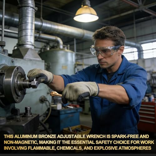 Hicarer 4 Inch Non-Sparking Adjustable Wrench, Aluminum Bronze Tool - size: 4 Inch/ Open Max 13mm