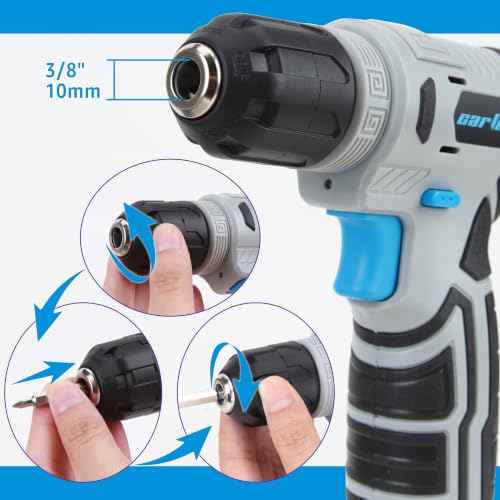 CARTMAN 150-Piece 8V Cordless Drill Hand Tool Set Blue Household Repair Kit - color: Blue