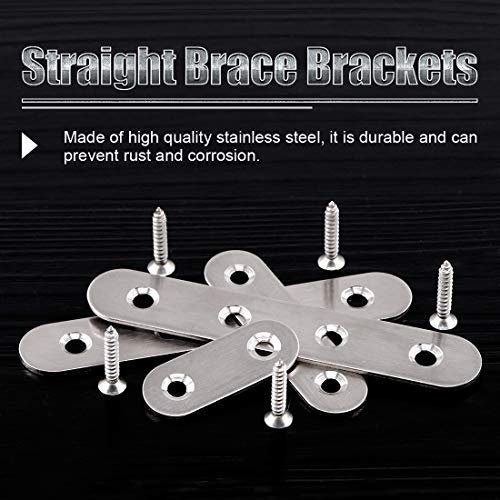 Glarks 35-Pieces 2 inch/ 3 inch/ 4 inch Stainless Steel Flat Straight Brace Brackets Mending Joining Plates Repair Fixing Bracket Connector and 80pcs Screws Set, Total 115pcs, Silver